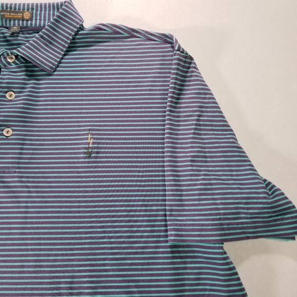 Peter Millar Summer Comfort Golf Polo Size XL Polo Shirt Blue Purple Men Patch - Picture 5 of 9